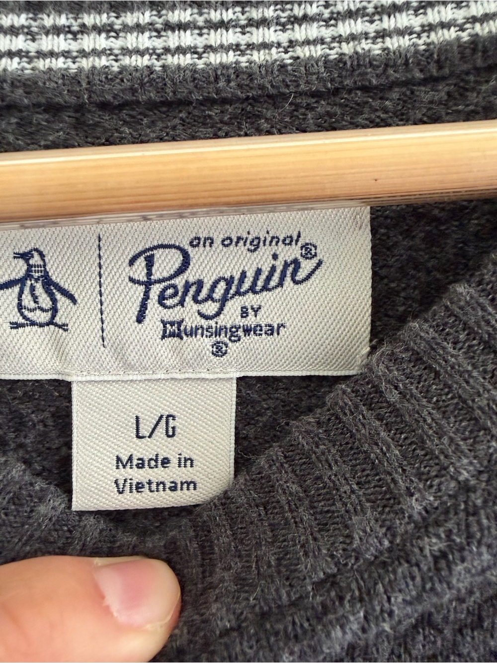 Original Penguin Men's Charcoal Crewneck Sweater - Size: L - Picture 4 of 7